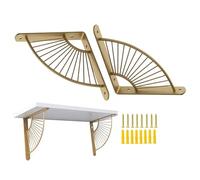 YHBZ Soportes para estantería Flotante,Escuadras Estanterias Dorada,Soporte para Sector de Montaje Pared,Escuadras Metálicas,Soportes para artesanía de Hierro Macizo-2 Piezas,30cm/12in