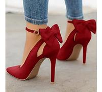 YHCS Mujeres Puntiagudos Altos Tacones Altos Tacones Tacones Delgados Damas Sexy Bombas para Damas Hebilla Correa Femenina Moda Bowknot Zapatos más tamaño 34-43