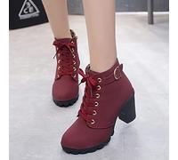 YHCS Nuevo Primavera Invierno Mujeres Bombas Botas Cordones Europeos Zapatos de Damas de la PU Tacones Altos Botas Entrega rápida