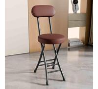 YHDMDQ Taburete Plegable para Casa, Taburetes De Cocina Plegables con Respaldo, Cuero Acolchado Sillas Plegables De Mostrador para Eventos Fiesta Jardín Patio(Brown)