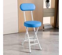 YHDMDQ Taburete Plegable para Casa, Taburetes De Cocina Plegables con Respaldo, Cuero Acolchado Sillas Plegables De Mostrador para Eventos Fiesta Jardín Patio(Blue)