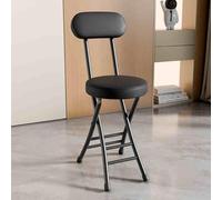 YHDMDQ Taburete Plegable para Casa, Taburetes De Cocina Plegables con Respaldo, Cuero Acolchado Sillas Plegables De Mostrador para Eventos Fiesta Jardín Patio(Black)