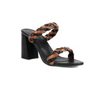 YhdtHSF Sandalias de tacón con Correa Trenzada de Dos Tonos para Mujer, con Punta Abierta y tacón Grueso, Tipo Slip-on,Negro,40 EU