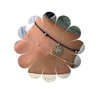 Yheakne Boho Capas Sol Tobillera Pulsera De Plata Tobillera Satélite Retro Negro Cuerda Tobillera Cadena Personlized Girasol Pie De La Joyería Para Las Mujeres Y Las Niñas Regalos (sol)