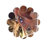 Yheakne Boho Circle Huggie Pendientes de aro Plata Cz Cuff Pendientes Vintage Purple Crystal Studs Pendientes Cartílago Múltiples Piercing Pendientes Set Joyas para mujeres y niñas