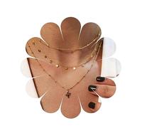 Yheakne Boho - Collar con moneda de disco en capas, gargantilla, colgante de cactus dorado, collar de cadena satelital apilable, collar de múltiples capas vintage, joyería de cadena para mujeres y