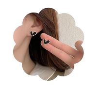 Yheakne Boho Esmalte Pendientes De Corazon Negro Pendientes De Corazon Vintage Amor Pendientes De Corazon Diminuto Corazon Negro Amor Pendientes Joyas Para Mujeres Y Ninas