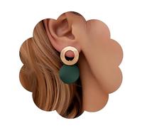 Yheakne Boho Pendientes De Aro De Oro Y Esmalte Verde - Círculo Geométrico Acrílico Stud Colgantes - Joyas Para Mujeres Y Niñas