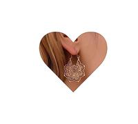 Yheakne Boho Pendientes de flor Mandala Pendientes colgantes con gota de oro Pendientes tribales Pendientes de aro étnicos vintage Joyas para mujeres y niñas, 4.5 Centimeters, Plata, 1 años de edad