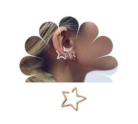 Yheakne Boho Star Cuff Earrings Gold Star Hoops Hollow Star Clip On Earrings No Piercing Earrings Jewelry For Women And Girls (gold)