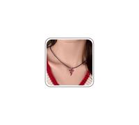 Yheakne Collar con colgante de lazo de cuero negro vintage, gargantilla con lazo hueco, collar de cadena de cuerda de cera, collares de cordón de cuero, corbatín, joyería para mujer, Zinc