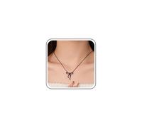 Yheakne Collar con colgante de lazo de cuero negro vintage, gargantilla con lazo hueco, collar de cadena de cuerda de cera, collares de cordón de cuero, corbatín, joyería para mujer, Zinc