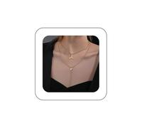 Yheakne Collar de cadena de cuentas en capas de oro vintage con cuentas de bola, collar de gota en Y, gargantilla de cola de sirena, collar con colgante de estrella pequeña, joyería para mujer, Zinc