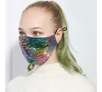 Yheakne Cubiertas antipolvo de lentejuelas con trabillas ajustables para las orejas, clip de correa para las mujeres, con purpurina brillante, tela decorativa, lavable, reutilizable (multicolor)