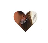 Yheakne Pendientes de alas góticas, plateados, alas de ángel, brillantes, delante y detrás, cristales de circonita cúbica, para mujeres y niñas