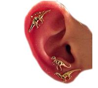 Yheakne Pendientes de dinosaurio de oro, aretes de dinosaurio, bonitos aretes pequeños, aretes creativos de animales, joyería para mujeres y niñas, 3 pares, Metal