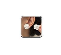 Yheakne Pendientes De Flores Blancas De Acrílico Pendientes De Camelia Flor Blanca Boho Dangle Earrings