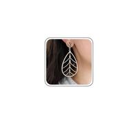 Yheakne Pendientes de gota vintage de hoja hueca, aretes de cristal coloridos, aretes de lágrima de filigrana, aretes geométricos exagerados, aretes colgantes ovalados de oro, joyería para mujer, Zinc
