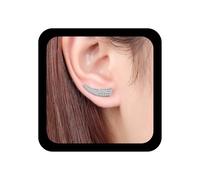 Yheakne Pendientes trepadores de cristal vintage con diamantes de imitación dorados, aretes brillantes de circonita cúbica para escalar, aretes de tuerca de cristal para mujer, Zinc