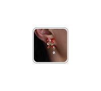 Yheakne Vintage Esmalte Rojo Pendientes Bowknot Cinta Roja Bowknot Pequeños Pendientes De Lágrima Cz Burdeos Joyería Pendiente Del Perno Prisionero Del Arco Para Las Mujeres