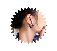 Yheakne Vintage Resina Acrílica Pendientes De Aro Abierto Resina Transparente Forma De C Pendiente Bola De Plata Pendientes De La Chaqueta Del Oído De Doble Cara Frente A La Espalda Pendiente De