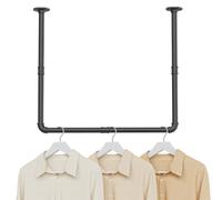 YheenLf Colgador Industrial de Pared, Dos Modos de Instalación, Ahorro de Espacio, Perchas Murales 120 cm, Montaje en Techo 69×60cm, Fácil de Instalar, Juego de 1, Negro