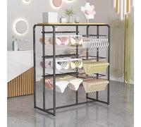 YHEIANJ Expositor de Metal Dorado para Tiendas minoristas | Perchero, Percha, Organizador de Ropa Interior, Bragas, Pantalones Cortos y Sujetadores | para boutiques y Centro,Black a 100X45X135CM