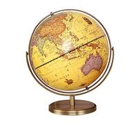 YHEIANJ Globo geográfico, Globo terráqueo Giratorio de 720°, Globo geográfico Iluminado, Globo terráqueo de Escritorio Antiguo Retro con Base de Metal, Globo terráqueo