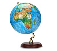 YHEIANJ Globo terráqueo con iluminación práctica y Base de Caoba, Globo terráqueo con luz Nocturna, Ideal para Oficina, Estudio, Globos geográficos HD, decoración de es
