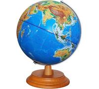 YHEIANJ Globo terráqueo Grande práctico, Escala Transparente, Textura Irregular, con Soporte de Madera, Globos de geografía 3D, Globos de la Tierra con luz Azul, 3 Tama，7.8x14.4in