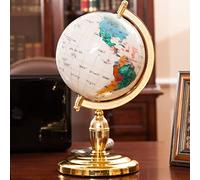 YHEIANJ Globo terráqueo práctico con rotación de 360° y Soporte de aleación de Aluminio Dorado, Joyas artísticas únicas, Globo terráqueo de Escritorio HD, Globos geográ，White 15cm