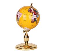 YHEIANJ Globo terráqueo práctico con rotación de 360° y Soporte de aleación de Aluminio Dorado, Joyas artísticas únicas, Globo terráqueo de Escritorio HD, Globos geográ，Yellow 15cm