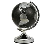 YHEIANJ Globo terráqueo práctico, Globo Negro con Soporte de Metal, Globo terráqueo Decorativo para estantería de Escritorio, para el hogar, la Oficina, la Escuela, GLO，20cm