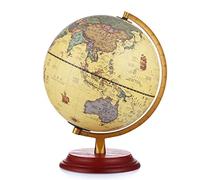 YHEIANJ Globo terráqueo Retro práctico con Base de Madera, Globo terráqueo Antiguo para Que Estudiantes Adultos aprendan geografía, Adornos, Herramientas educativas.,No Light 25cm