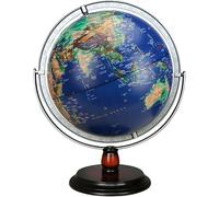 YHEIANJ Globos terráqueos de Escritorio prácticos con océanos Azules, Globo terráqueo Iluminado con Soporte de Madera, Globos terráqueos iluminados de 7.8" o 11.8" para，30cm with Light a