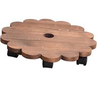 YHEIANJ Palet para Plantas con Ruedas giratorias, Bandeja para macetas de Exterior, Bandeja para Servir, Soporte Redondo Ajustable, Carrito de Metal para Plantas con Ruedas, sopo,Brown 25X25CMx2pcs