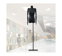 YHEIANJ Torso de maniquí Femenino con Brazos de Madera, Soporte de e，Black A