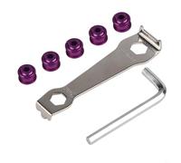 Yhenlovtt 5 tornillos de aleación morados para bicicleta, 9 mm, con llave de montaje, plato de aluminio para mecanizado en negro, rojo CNC 4. Verde Si (morado)