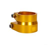 Yhenlovtt Abrazadera para tija de sillín de bicicleta de 31,8 mm, 34,9 mm, aleación de aluminio de doble perno para marco de carbono, MTB, bicicleta de carretera, morado, azul, dorado, titanio (dorado