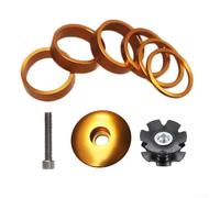 Yhenlovtt Aleación de aluminio para juego de espaciadores de auriculares para bicicleta, tuerca de estrella, color negro, rojo, azul, tapa superior para Plus con vástago de horquilla de 28,6 mm de