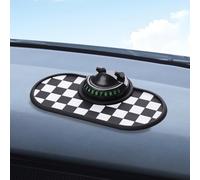 Yhenlovtt Alfombrilla antideslizante para salpicadero con soporte para teléfono, rotación de 360 grados para coche, color marrón y negro, soporte de PVC lavable para almacenamiento de móviles, gafas