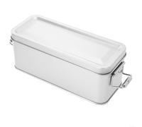 Yhenlovtt Almacenamiento de hojalata, contenedor de galletas de metal, con tapas, organizador de caja de té rectangular, para cocina doméstica, lonchera de metal reutilizable (S)
