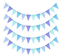 Yhenlovtt Banderas triangulares de tela de poliéster, 4 m de longitud con banderines de 17 x 13 cm para fiestas de cumpleaños, bodas, decoraciones de guirnalda de vacaciones (D)