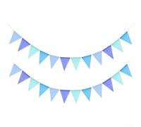 Yhenlovtt Banderas triangulares de tela de poliéster, 4 m de longitud con banderines de 17 x 13 cm para fiestas de cumpleaños, bodas, decoraciones de guirnalda de vacaciones (B)