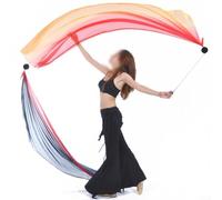 Yhenlovtt Bufanda de danza del vientre, colorida bufanda para lanzar - Folk Modern y Art Dance - 200 x 80 cm vientre con bolas de rendimiento de poliéster para baile a escala (color B)