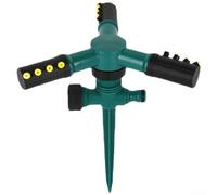 Yhenlovtt Cabezal de aspersor giratorio para césped de jardín, brazo triple automático de 360 grados con rango de pulverización de 8 a 10 m para riego eficiente, base de estaca de suelo estable (B)