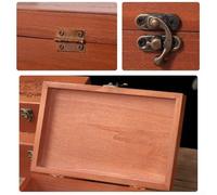Yhenlovtt Caja de almacenamiento de madera retro con cerradura, baúl de recuerdo vintage para organizar joyas, documentos y coleccionables en la oficina en casa, dormitorio o sala de estar (L)
