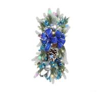 Yhenlovtt Corona de Navidad artificial para puerta y escaleras, guirnalda de lágrimas inalámbrica, 45 cm, rojo y dorado