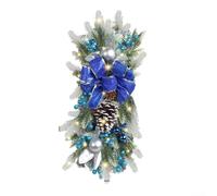 Yhenlovtt Corona de Navidad artificial para puerta y escaleras, guirnalda de lágrimas inalámbrica, 45 cm, rojo y dorado