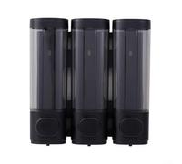 Yhenlovtt Dispensador de jabón montado en la pared con 3 cámaras, 300 ml para ducha, champú y acondicionador, a prueba de fugas y para un fácil recambio (color negro)